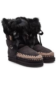 Sheepskin Boots With Fur Cuff