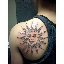 Sun And Moon Linework Tattoo Sun Moon Tattoo Sunmoontattoo Linework Blackandgrey Backtattoo Colortattoo Meditation Tattoos Tattoo Work Latest Tattoos
