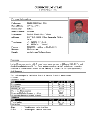 Iti Fitter Fresher Resume Format Word