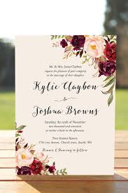 Bohemian Burgundy Blush Wedding Invitation Template Set Fall Etsy In 2020 Bohemian Wedding Invitations Wedding Reception Invitations Wedding Invitation Cards