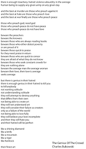 The Genius Of The Crowd By Charles Bukowski Charles Bukowski Bukowski Poems