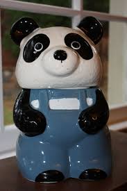 Sale Vintage Ceramic Panda Bear In Overalls Cookie Jar Etsy Collectible Cookie Jars Cookie Jars Vintage Antique Cookie Jars