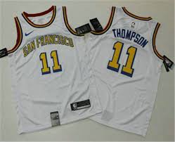 2020 Golden State Warriors 11 Klay Thompson White 2019 Nike Swingman Printed Nba Jersey In 2020 Nba Jersey Klay Thompson Golden State Warriors