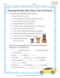 there their and they re practice worksheet