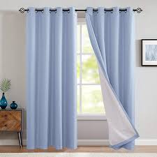 Fresh polka dots polyester blackout curtains in blue. Amazon Com Jinchan Thermal Blackout Curtains For Bedroom Energy Saving Lined Drapes Elegant Privacy Grommet Top Window Curtain For Living Room 84 Inch Length Blue Sold Individually Kitchen Dining