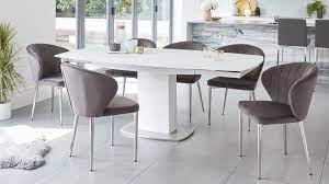 Check spelling or type a new query. Camillo White Extending Dining Table With Harper Velvet Chairs Danetti