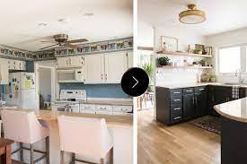 I added additional cabinets, that match the white kitchen cabinets, in the corner of the dining area to provide better storage and to help visually expand the kitchen into the dining area. Before After A Budget Conscious Kitchen And Dining Room Makeover Design Sponge