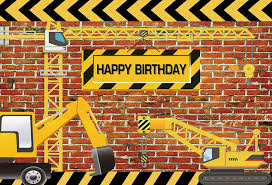 Allenjoy 7x5ft Construction Theme Birthday Party Backdrop Digger Excavator Dump Trucks Boy Kids Birthday Banner Decorations Supplies Photography Background Photobooth Props Lighting Studio Electronics