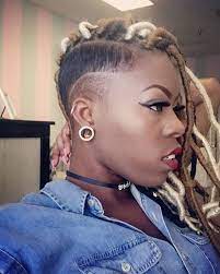Faux Locs Undercut Shaved Sides Highlight Faux Locs Hairstyles American Hairstyles Short Natural Hair Styles