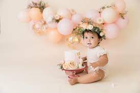 Floral Gold And Pink Cake Smash Cake Smash Theme Smash Cake Girl Smash Cake Photoshoot
