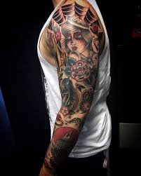 Top 59 Traditional Tattoo Sleeve Ideas 2020 Inspiration Guide Traditional Tattoo Sleeve Traditional Tattoo Sleeve Tattoos For Women