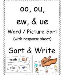 Oo Ou Ew Ue Picture Word Sort Word Sorts Phonics Sounds Words