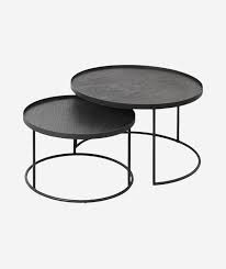 Susan set of 2 round nesting coffee tables dia80cm x h48cm. Round Tray Nesting Coffee Table Set 2 2 Sizes Beam