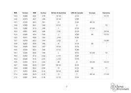 International Ring Size Conversion Chart Elena Brennan