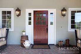 Modern farmhouse red front door. Modern Farmhouse Jackson Design Remodeling