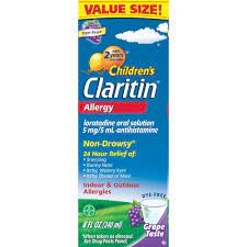 Children S Claritin 24 Hour Allergy Relief Liquid Grape Loratadine 8 Fl Oz Claritin Allergy Relief Allergy Medicine For Kids