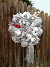 Black And White Deco Mesh Christmas Wreath Deco Mesh Christmas Wreath White Silver Red Holiday Decor Poinsettias Cardinal Ornaments Christmas Mesh Wreaths Deco Mesh Christmas Wreaths Christmas Wreaths