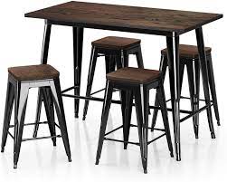 Wyndahl counter height dining table and 4 barstools set. Buy Vipek 35 43 Metal Counter Height Dining Table 24 Stools Sets With Solid Wood Top Heavy Duty Rectangle Dining Table 4pcs Barstool For Farmhouse Patio Pub Bar Restaurant Bistro Gloss Black