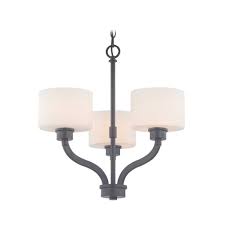 Bronze Mini Chandelier Light With White Glass Drum Shades
