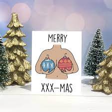 Merry Xxx-mas Boobs Titties Funny Christmas Card - Etsy Hong Kong