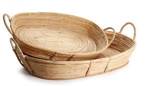 Household essentials resin wicker footstool ottoman Deirdre Cane Rattan 2 Piece Ottoman Coffee Table Tray Set Joss Main