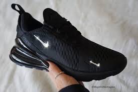 Black And Blue Air Max 270 Swarovski Nike Air Max 270 All Black Sneakers En Cristaux Etsy Swarovski Nike Nike Air Max All Black Sneakers