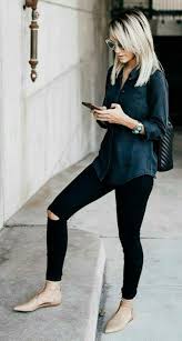 34 Best Spring And Summer Outfit Ideas With Flat Shoes Casual Work Outfits Black Jeans Outfit Fashion