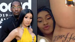 Full video of the confrontation between #cardib and #nickiminaj shows cardi b hurling a shoe towards nicki minaj and her security team💥. Cardi B Reveals Huge New Tattoo Of Husband Offset S Name On Her Thigh Popbuzz