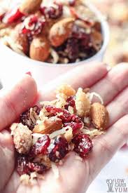 Our keto trail mix is an awesome tasty snack to enjoy on the go, it's low carb, super crunchy, and loaded with healthy fats for energy. Cranberry Keto Low Carb Trail Mix Recipe Low Carb Yum