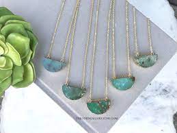 Chrysoprase Necklace Australian Jade Pendant 14k Gold Filled Geometric Necklace Australia Green Chrysopr Moon Pendant Necklace Chrysoprase Necklace Chrysoprase