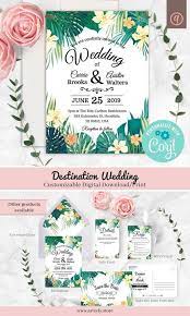 Printable Hawaiian Wedding Invitation Template Set Corjl Etsy In 2020 Hawaiian Wedding Invitations Digital Wedding Invitations Envelope Liners