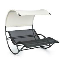 Synthetic plastic, glass and metal garden furniture. Rocking Chair Garden Balcony Indoor Home 2 Seater Reclining Bench Canopy Black 299 99 Picclick Uk
