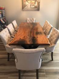 I Love The Look Of This Custom Dining Table And I Would Love To Find Something Like This F Live Edge Table Dining Rooms Wood Dining Room Table Wood Dining Room
