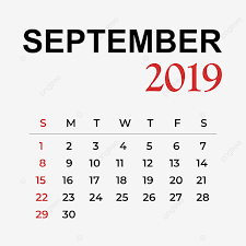 Dorastajúci mesiac (podobá sa tvarom na písmeno d) ryby mesiac stúpa od južného bodu, kde sa obracia na sever a má tvar misky. Gambar Kalender 2019 Bulan September Kalender Tahun Minggu Png Dan Vektor Dengan Latar Belakang Transparan Untuk Unduh Gratis