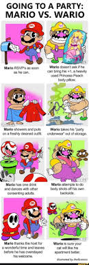 Going To A Party Mario Vs Wario Used Princess Peach Mario Showers And Puts Wario Takes His Party On A Freshly Cleaned Outﬁt Undenivear Out Of Storage If Funny Memes