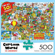 Check spelling or type a new query. Cartoon World Us Landmarks 500 Piece Jigsaw Puzzle In 2021 Cartoon World Buffalo Games World Puzzle
