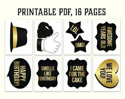 Happy Birthday Photo Booth Props Printable Birthday Photo Booth Props Printable Pdf Black And Gold Etsy Birthday Photo Booths Birthday Props Photo Booth Props