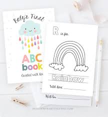 Create the perfect baby shower decorations to make your party the best one yet. Abc Coloring Book Baby Shower Game Shower Activity Baby Book Coloring Pages Alphabet Flash Cards First Abc Pdf Baby Book Printable 0036 By Design My Party Studio Catch My Party