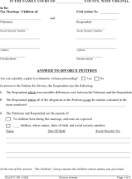 The information you provide will allow us to select and fill out all the required divorce documents, customized for your case, in accordance with west virginia code and the local rules of your county. Free West Virginia Answer To Divorce Petition Form Pdf 100kb 5 Page S