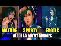 You first spend time with tifa in ff7 remake when you reach sector 7 in chapter 3. All Tifa Outfit Choices Made By Cloud Ff7 Remake Final Fantasy Vii Remake Youtube