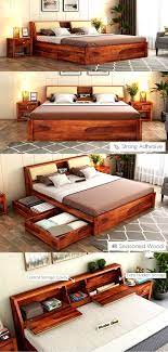 Buy Walken Bed With Storage King Size Honey Finish Online In India Wooden Street Bed Storage Bed Furniture Design Bed Frame With Drawers