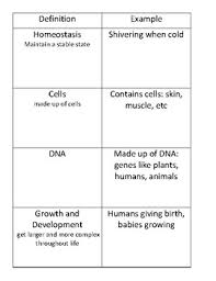 Characteristics Of Life Vocabulary Chart By Vossougscience Tpt