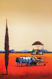Pieter Van Heerden Colourful Farm Scene 910 X 610 Sold South Africa Art Farm Scene Painting Windmill Art