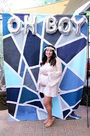 Geometric Baby Shower Kara S Party Ideas Baby Boy Shower Baby Shower Backdrop Boy Baby Shower Themes