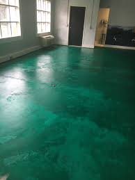 Concrete Floor Stained With Epoxy Mixture In Starboard Green From Sherwin Williams Concrete Stained Floors Concrete Floors Floor Stain