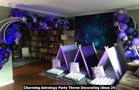 Create banners with the four houses insignia. Charming Astrology Party Theme Decorating Ideas Sweetyhomee Space Birthday Party Glamping Birthday Tween Birthday Party