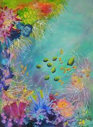 Items similar to corals original water color painting. Lyn Olsen Great Barrier Reef Folk Art Flowers Coral Art Coral Reef Drawing