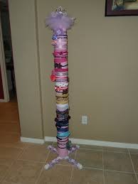 5 Tall Headband Holder Made From Pvc Covered With Batting And Fabric And Placed On An Altered Coat Rack T Headband Organizer Headband Holder Craft Show Ideas