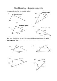 When it comes to solving triangles, we have two different types of cases to deal with. Sine And Cosine Rule Worksheet Teaching Resources
