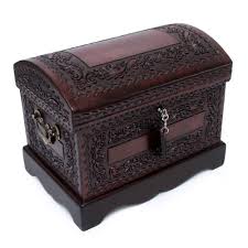 Old wooden chest with lock and key vintage box closed. Handmade Colonial Treasure Chest With Bronze Lock Key And Handles Hand Tooled Leather And Mohena Wood Artisan Jewelry Box Peru Overstock 8009924